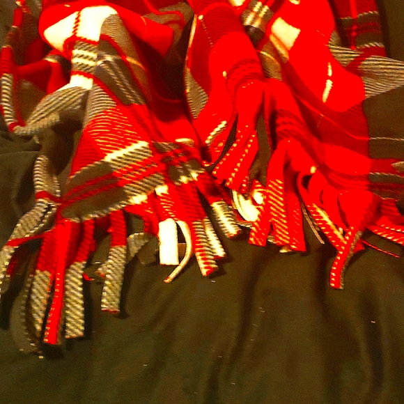 NWT Reversible Traditional Cape Poncho Rose Red Plaid Fringed Cape - Picture 15 of 17